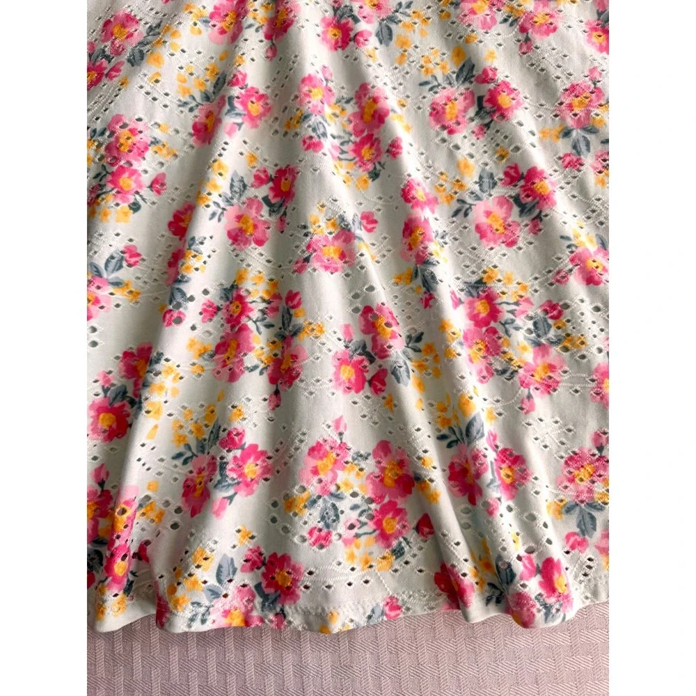 btween Girls Floral Eyelet Ruffle Off Shoulder Dress Mint Green Pink Size 12